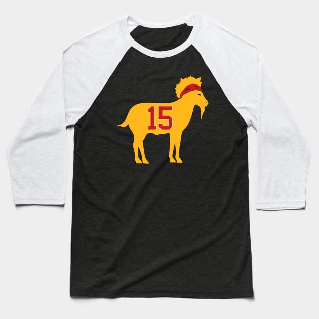 Kansas City Chiefs - Patrick Mahomes GOAT 15 Baseball T-Shirt by TextTees